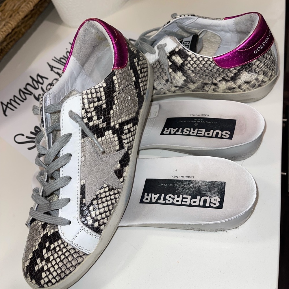 Golden Goose SuperStar Sneakers Natural Snake Pink